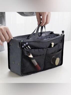 Black Travel Organizer Insert- Multi-Pocket Bag Organizer